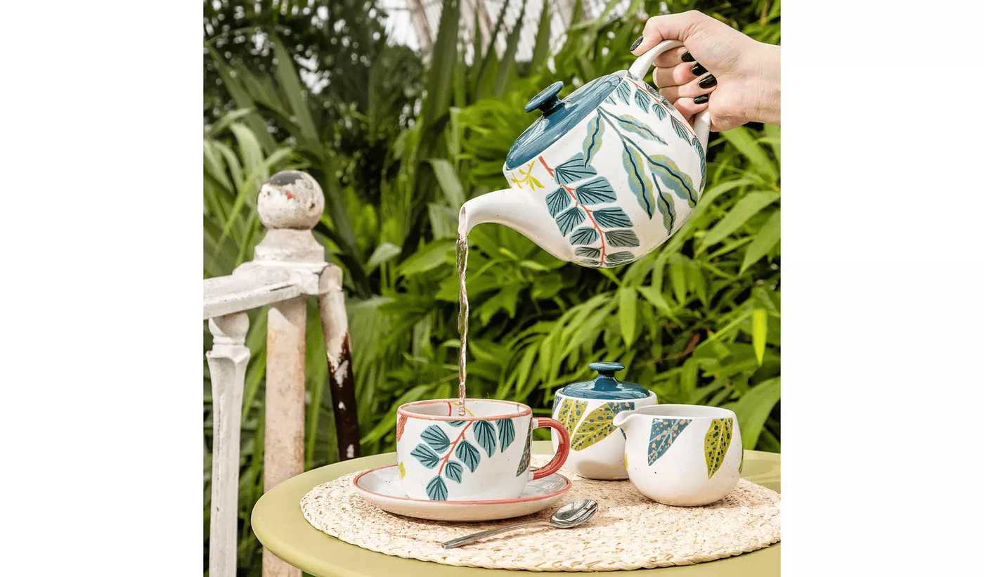Habitat x Kew Gardens Ceramic Teapot Elegant Botanical Design