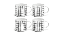 Habitat Grid Mug White 4Pk Habitat Grid Mug White 4Pk