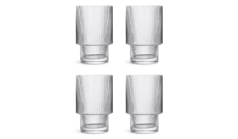 Habitat Clear Ribbed Tumbler 4 Pk Habitat Clear Ribbed Tumbler 4 Pk