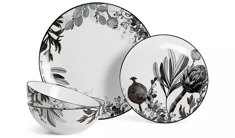 Habitat Monochrome Decal 12Pc Dinner Set Habitat Monochrome Decal 12Pc Dinner Set