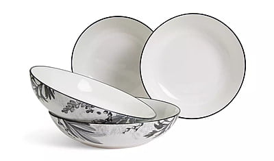Habitat Monochrome Decal 4Pk Pasta Bowls
