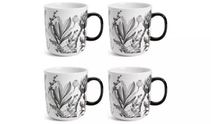 Habitat Monochrome Decal 4Pk Mugs Habitat Monochrome Decal 4Pk Mugs