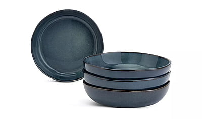 Habitat Navy Reactive 4Pk Pasta Bowls