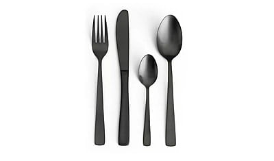 Habitat Satin Black 16Pc Cutlery Set