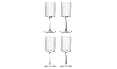 Habitat Clear Ribbed Wine Glass 4Pk