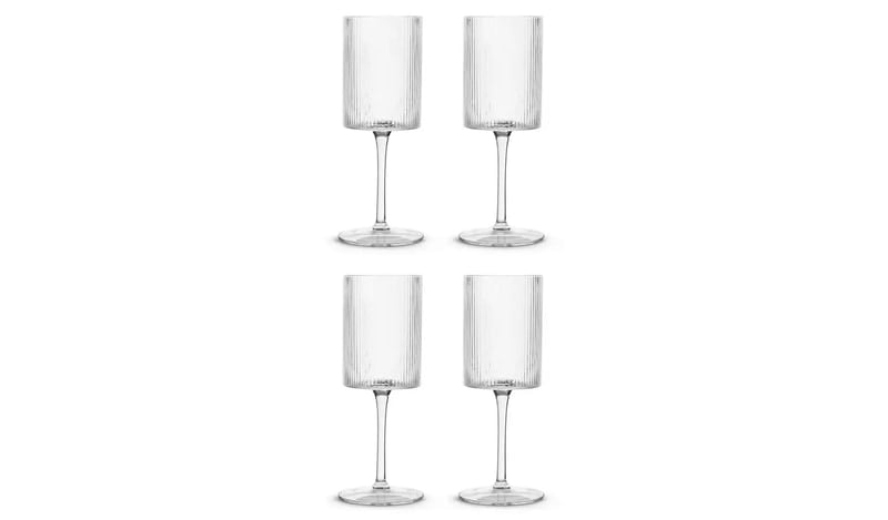 Habitat Clear Ribbed Wine Glass 4Pk Habitat Clear Ribbed Wine Glass 4Pk