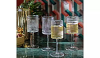Habitat Clear Ribbed Wine Glass 4Pk Habitat Clear Ribbed Wine Glass 4Pk