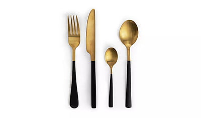 Habitat 16Pc Two Tone Black/Gold Cutlery