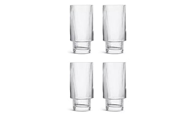 Habitat Clear Ribbed Hi Ball 4Pk