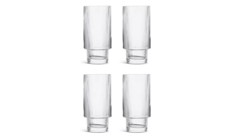 Habitat Clear Ribbed Hi Ball 4Pk Habitat Clear Ribbed Hi Ball 4Pk