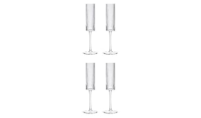 Habitat Clear Ribbed Champagne Flute 4Pk