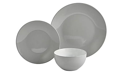 Ah Grey Stoneware 12Pc Dinner Set