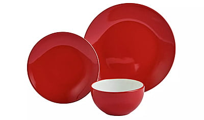 Ah Red Stoneware 12Pc Dinner Set