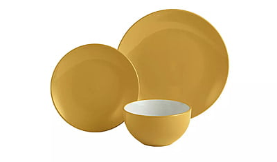 Ah Mustard Stoneware 12Pc Dinner Set