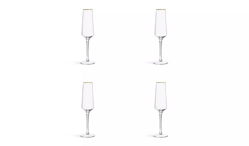Habitat Gold Rim Prosecco Flute 4Pk Habitat Gold Rim Prosecco Flute 4Pk
