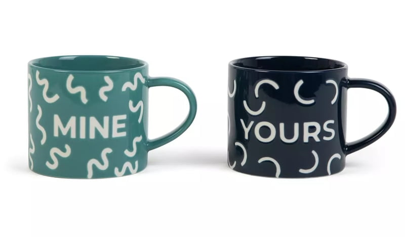 Habitat Yours & Mine Slogan Mug 2Pk Habitat Yours & Mine Slogan Mug 2Pk