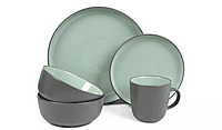 Habitat Two Tone 16Pc Dinn Set Mint/Grey