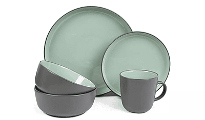 Habitat Two Tone 16Pc Dinn Set Mint/Grey